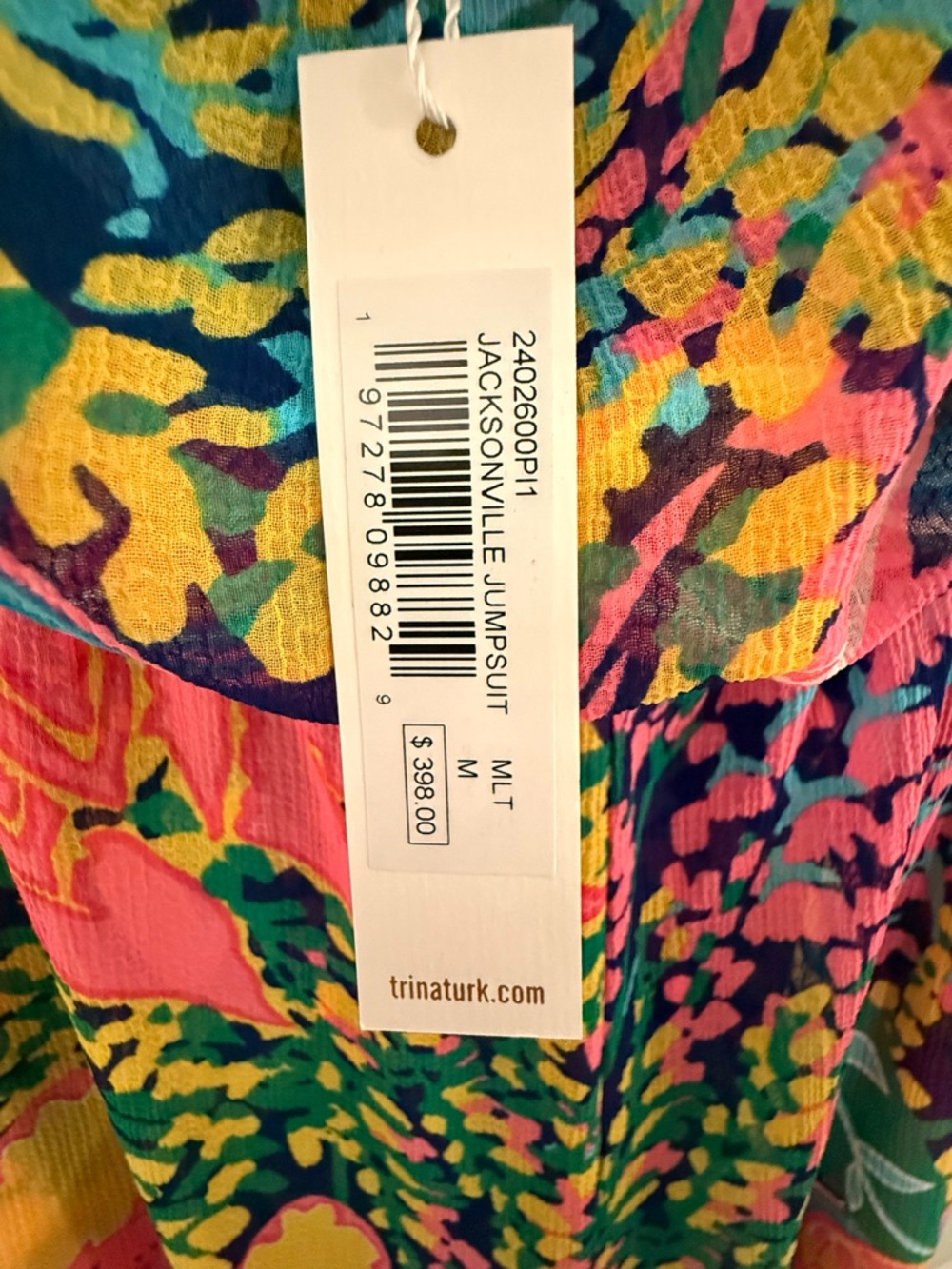 Trina Turk Tropical Halter Wide-Leg Jumpsuit - Multicolor NWT Size M - Picture 6 of 8